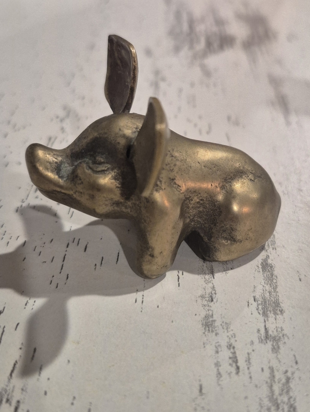 Vintage Brass Pig Figurine Decorative Accent - Antique Gold Finish